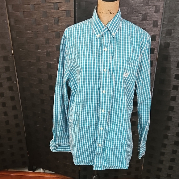 Chaps Blue Checkered Men's Shirt Size Large - Picture 2 of 13
